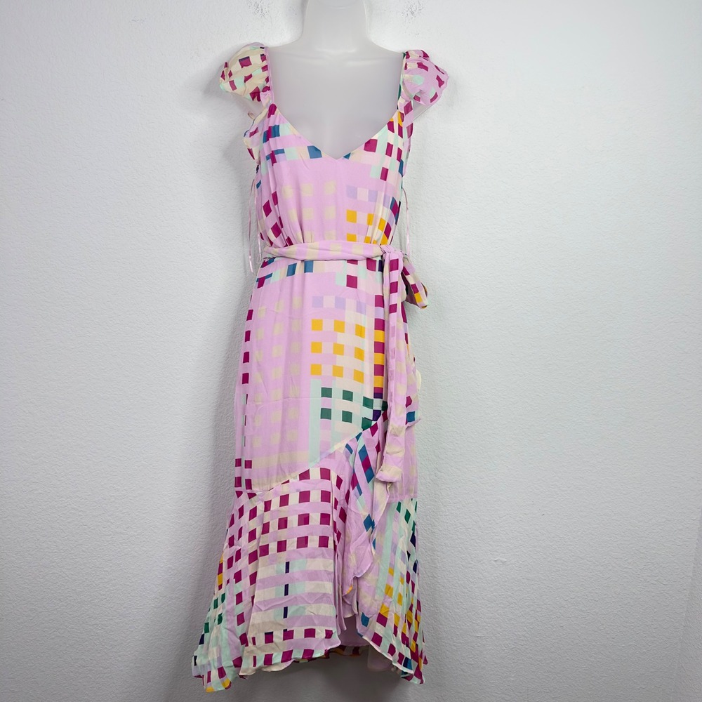 La Maison Talulah Dress Womens‎ S Pink Checkered Ruffle Chiffon Romantic Fairy
